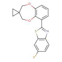 Chemical structure of 2-{2,4-dihydrospiro[1,5-benzodioxepine-3,1'-cyclopropan]-6-yl}-6-fluoro-1,3-benzothiazole - CSSB06589379559