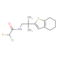 Chemical structure of 2-chloro-2-fluoro-N-[2-methyl-2-(4,5,6,7-tetrahydro-1-benzothiophen-2-yl)propyl]acetamide - CSSB21332117337