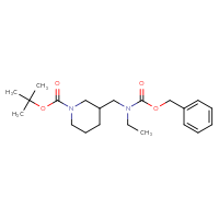 Chemical structure of tert-butyl 3-({[(benzyloxy)carbonyl](ethyl)amino}methyl)piperidine-1-carboxylate - CSSB06626518792