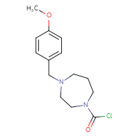 Chemical structure of 4-[(4-methoxyphenyl)methyl]-1,4-diazepane-1-carbonyl chloride - CSSB21224765484