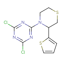 Chemical structure of 2,4-dichloro-6-[3-(thiophen-2-yl)thiomorpholin-4-yl]-1,3,5-triazine - CSSB14861089998