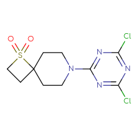 Chemical structure of 7-(4,6-dichloro-1,3,5-triazin-2-yl)-1λ⁶-thia-7-azaspiro[3.5]nonane-1,1-dione - CSSB21332128189