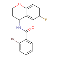 Chemical structure of 2-bromo-N-(6-fluoro-3,4-dihydro-2H-1-benzopyran-4-yl)benzamide - CSSB02074452187