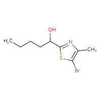 Chemical structure of 1-(5-bromo-4-methyl-1,3-thiazol-2-yl)pentan-1-ol - CSSB00116408323