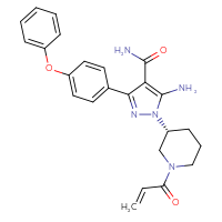 Chemical structure of 5-amino-3-(4-phenoxyphenyl)-1-[(3R)-1-(prop-2-enoyl)piperidin-3-yl]-1H-pyrazole-4-carboxamide - CSSB00138413531