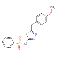 Chemical structure of N-{5-[(4-methoxyphenyl)methyl]-1,3,4-thiadiazol-2-yl}benzenesulfonamide - CSSB00025770690