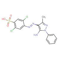 Chemical structure of 4-[2-(5-amino-3-methyl-1-phenyl-1H-pyrazol-4-yl)diazen-1-yl]-2,5-dichlorobenzene-1-sulfonic acid - CSSB06696136574