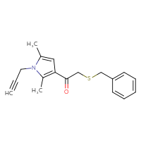 Chemical structure of 2-(benzylsulfanyl)-1-[2,5-dimethyl-1-(prop-2-yn-1-yl)-1H-pyrrol-3-yl]ethan-1-one - CSSB15215530132