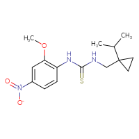 Chemical structure of 1-(2-methoxy-4-nitrophenyl)-3-{[1-(propan-2-yl)cyclopropyl]methyl}thiourea - CSSB21432495267
