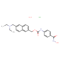 Chemical structure of {6-[(diethylamino)methyl]naphthalen-2-yl}methyl N-[4-(hydroxycarbamoyl)phenyl]carbamate hydrate hydrochloride - CSSB00020668412