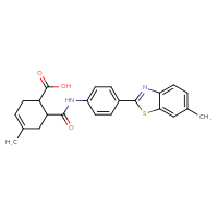 Chemical structure of 4-methyl-6-{[4-(6-methyl-1,3-benzothiazol-2-yl)phenyl]carbamoyl}cyclohex-3-ene-1-carboxylic acid - CSSB00121618370