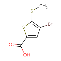 Chemical structure of 4-bromo-5-(methylsulfanyl)thiophene-2-carboxylic acid - CSSB00000756209