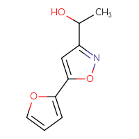 Chemical structure of 1-[5-(furan-2-yl)-1,2-oxazol-3-yl]ethan-1-ol - CSSB21230203369