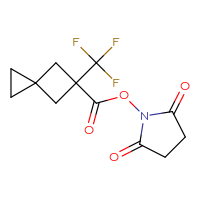 Chemical structure of 2,5-dioxopyrrolidin-1-yl 5-(trifluoromethyl)spiro[2.3]hexane-5-carboxylate - CSSB20270393312