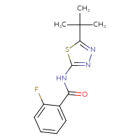 Chemical structure of N-(5-tert-butyl-1,3,4-thiadiazol-2-yl)-2-fluorobenzamide - CSSB00046233573