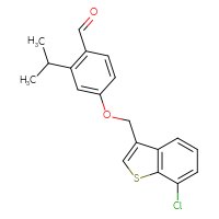 Chemical structure of 4-[(7-chloro-1-benzothiophen-3-yl)methoxy]-2-(propan-2-yl)benzaldehyde - CSSB21414456416