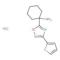 Chemical structure of 1-[3-(thiophen-2-yl)-1,2,4-oxadiazol-5-yl]cyclohexan-1-amine hydrochloride - CSSB00000694997