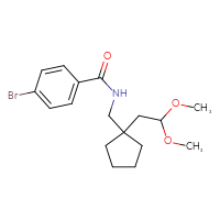 Chemical structure of 4-bromo-N-{[1-(2,2-dimethoxyethyl)cyclopentyl]methyl}benzamide - CSSB15576441867