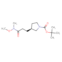 Chemical structure of tert-butyl (3S)-3-{2-[methoxy(methyl)carbamoyl]ethyl}pyrrolidine-1-carboxylate - CSSB09883700493