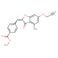 Chemical structure of methyl 4-{[6-(cyanomethoxy)-4-methyl-3-oxo-2,3-dihydro-1-benzofuran-2-ylidene]methyl}benzoate - CSSB00121608754