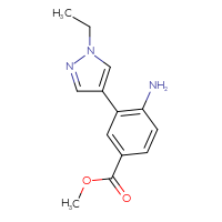Chemical structure of methyl 4-amino-3-(1-ethyl-1H-pyrazol-4-yl)benzoate - CSSB06585358979