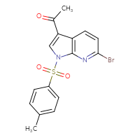 Chemical structure of 1-[6-bromo-1-(4-methylbenzenesulfonyl)-1H-pyrrolo[2,3-b]pyridin-3-yl]ethan-1-one - CSSB21332127741