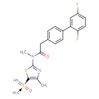 Chemical structure of 2-{2',5'-difluoro-[1,1'-biphenyl]-4-yl}-N-{5-[(S)-imino(methyl)oxo-λ⁶-sulfanyl]-4-methyl-1,3-thiazol-2-yl}-N-methylacetamide - CSSB20456218282