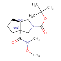 Chemical structure of rac-tert-butyl (3aR,6aR)-3a-[methoxy(methyl)carbamoyl]-octahydrocyclopenta[c]pyrrole-2-carboxylate - CSSB02128831861