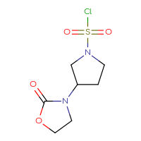 Chemical structure of 3-(2-oxo-1,3-oxazolidin-3-yl)pyrrolidine-1-sulfonyl chloride - CSSB06375965901