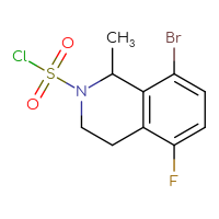 Chemical structure of 8-bromo-5-fluoro-1-methyl-1,2,3,4-tetrahydroisoquinoline-2-sulfonyl chloride - CSSB21224774186