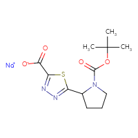 Chemical structure of sodium 5-{1-[(tert-butoxy)carbonyl]pyrrolidin-2-yl}-1,3,4-thiadiazole-2-carboxylate - CSSB02125399540