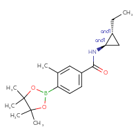 Chemical structure of rac-N-[(1R,2R)-2-ethylcyclopropyl]-3-methyl-4-(4,4,5,5-tetramethyl-1,3,2-dioxaborolan-2-yl)benzamide - CSSB02526776494