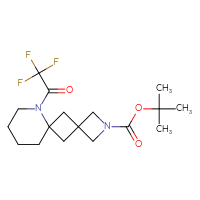 Chemical structure of tert-butyl 7-(2,2,2-trifluoroacetyl)-2,7-diazadispiro[3.1.5⁶.1⁴]dodecane-2-carboxylate - CSSB14924167902