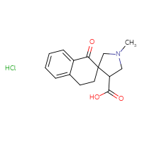 Chemical structure of 1'-methyl-1-oxo-3,4-dihydro-1H-spiro[naphthalene-2,3'-pyrrolidine]-4'-carboxylic acid hydrochloride - CSSB00138414569