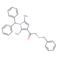 Chemical structure of 2-(benzylsulfanyl)-1-[1-(diphenylmethyl)-2,5-dimethyl-1H-pyrrol-3-yl]ethan-1-one - CSSB21332087995