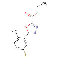 Chemical structure of ethyl 5-(5-fluoro-2-methylphenyl)-1,3,4-oxadiazole-2-carboxylate - CSSB00004186835