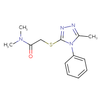 Chemical structure of N,N-dimethyl-2-[(5-methyl-4-phenyl-4H-1,2,4-triazol-3-yl)sulfanyl]acetamide - CSSB00046466511