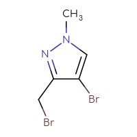 Chemical structure of 4-bromo-3-(bromomethyl)-1-methyl-1H-pyrazole - CSSB00010986026