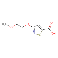 Chemical structure of 3-(2-methoxyethoxy)-1,2-thiazole-5-carboxylic acid - CSSB06738267832