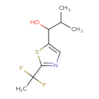 Chemical structure of 1-[2-(1,1-difluoroethyl)-1,3-thiazol-5-yl]-2-methylpropan-1-ol - CSSB02517390847