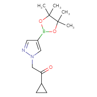 Chemical structure of 1-cyclopropyl-2-[4-(4,4,5,5-tetramethyl-1,3,2-dioxaborolan-2-yl)-1H-pyrazol-1-yl]ethan-1-one - CSSB00020588275
