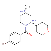 Chemical structure of rac-(2R,4S)-1-(4-bromobenzoyl)-4-methyl-2-(oxan-4-yl)piperidine - CSSB21444811784