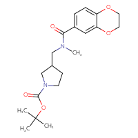 Chemical structure of tert-butyl 3-{[1-(2,3-dihydro-1,4-benzodioxin-6-yl)-N-methylformamido]methyl}pyrrolidine-1-carboxylate - CSSB01753539913