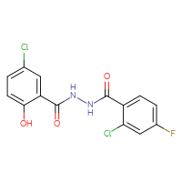 Chemical structure of 2-chloro-N'-(5-chloro-2-hydroxybenzoyl)-4-fluorobenzohydrazide - CSSB00105419838
