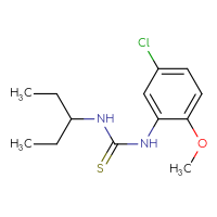 Chemical structure of 1-(5-chloro-2-methoxyphenyl)-3-(pentan-3-yl)thiourea - CSSB00104110497