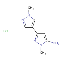 Chemical structure of 1,1'-dimethyl-1H,1'H-[3,4'-bipyrazol]-5-amine hydrochloride - CSSB06657271697