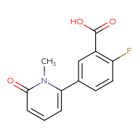 Chemical structure of 2-fluoro-5-(1-methyl-6-oxo-1,6-dihydropyridin-2-yl)benzoic acid - CSSB06586408635