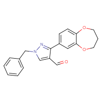 Chemical structure of 1-benzyl-3-(3,4-dihydro-2H-1,5-benzodioxepin-7-yl)-1H-pyrazole-4-carbaldehyde - CSSB00000394813