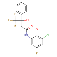 Chemical structure of N-(3-chloro-5-fluoro-2-hydroxyphenyl)-4,4,4-trifluoro-3-hydroxy-3-phenylbutanamide - CSSB01694735339