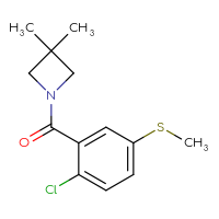 Chemical structure of 1-[2-chloro-5-(methylsulfanyl)benzoyl]-3,3-dimethylazetidine - CSSB00086839953